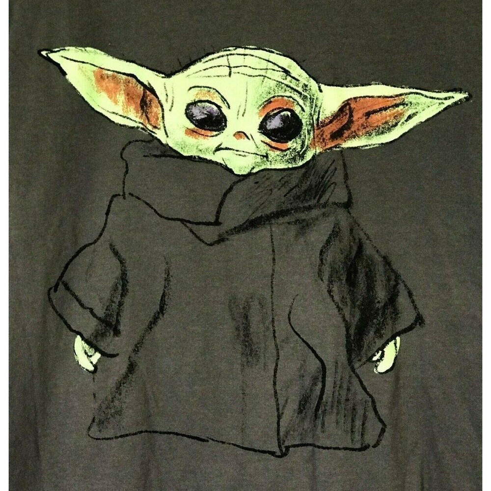 Star Wars Mandalorian The Child Baby Yoda Grogu Tee Gray Mad Engine T-Shirt XL